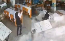 Alanya’da dalgalar balık lokantasını bastı